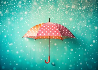whimsical polka-dot umbrella pops against a bright turquoise ombre background, exuding carefree playfulness in a sun-kissed summer adventure