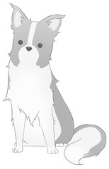 Illustration of a cute border collie staring