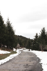 Plano general de una carretera en un paisaje nevado 