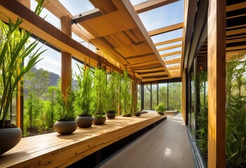 sustainable eco friendly building materials featuring innovative designs modern architecture construction projects, green, renewable, nature, efficiency