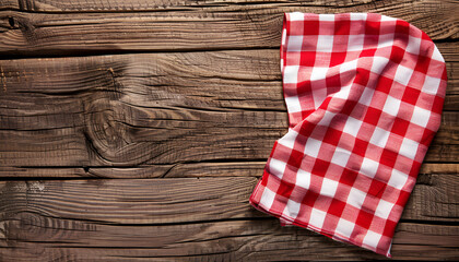 Obraz premium Checkered napkin on wooden background