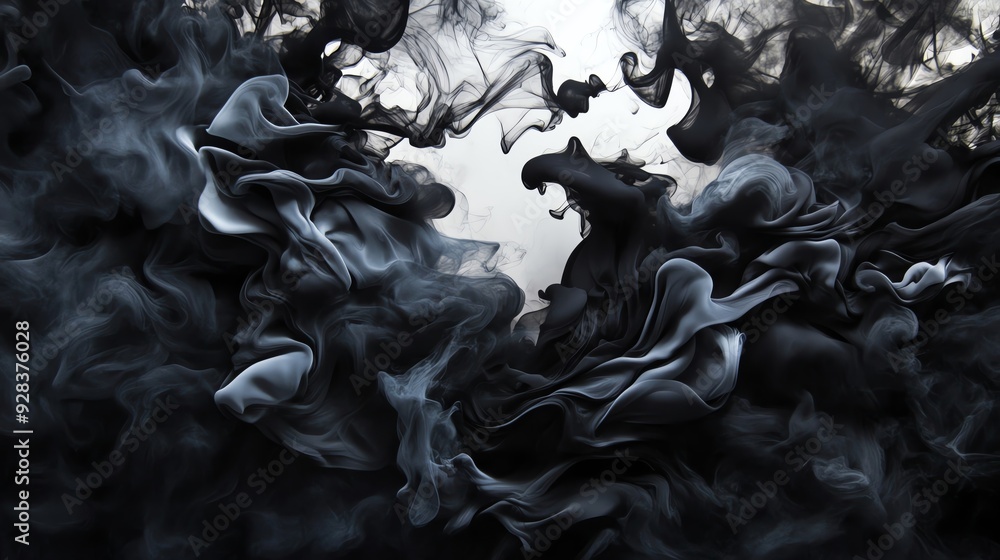 Poster abstract black smoke swirling in mesmerizing patterns, creating an engaging visual effect for artist