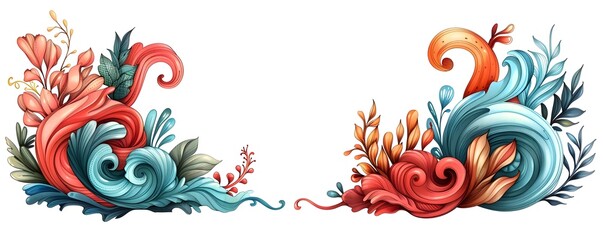 Whimsical Hand Drawn Doodle Frame with Playful Swirls and Curls on Transparent Background