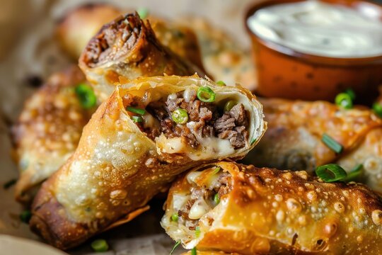 Disk called Philly cheesesteak egg rolls