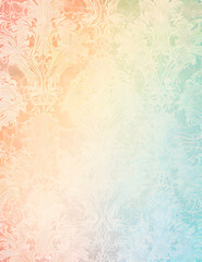 Vintage-Inspired Pastel Gradient Postcard Background with Elegant Patterns - A Soft and Dreamy Blend of Pastel Hues in Peach, Mint, and Lavender with Subtle Ornamental Designs