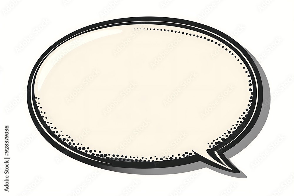Poster oval speech bubble with dashed border no background