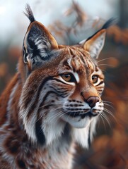 Fototapeta premium Eurasian Lynx, Lynx lynx, Close Up Portrait in Temperate Forest Habitat