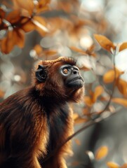 Fototapeta premium Majestic Goeldi's Monkey, Wild Primate, Forest Wildlife