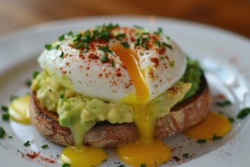 Eggs Benedict with avocado on sourdough