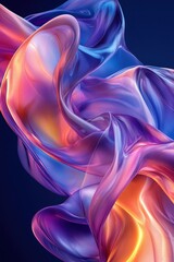 Fototapeta premium Abstract Colorful Flowing Fabric with Vibrant Hues and Smooth Textures on Dark Background