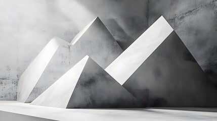 White Concrete Pyramids on a White Platform