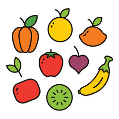 set of fruits and vegetables