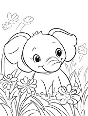 Coloring book with elephant