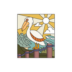 Pelican Illustration on Sunny Day