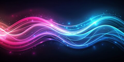 Abstract Glowing Waves with Sparkles, digital art, abstract background, glowing, waves, sparkle, neon