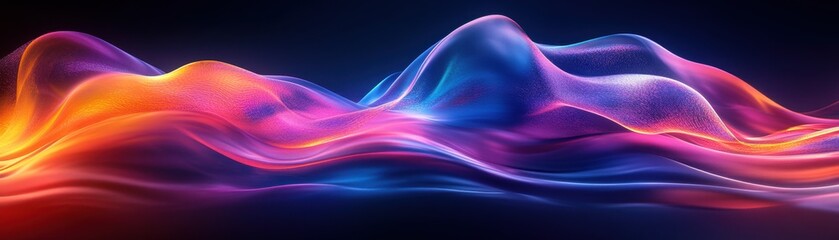 Obraz premium Abstract Colorful Waves of Light and Energy in a Dark Background, Vibrant and Dynamic Digital Art