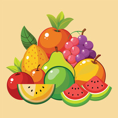 Fruits Collection Cartoon Vector Icon Illustration