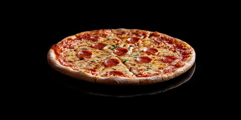 Pepperoni Pizza on Black Table