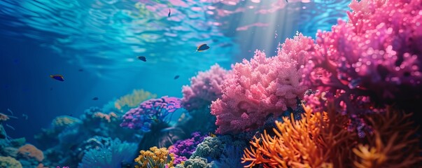 Vibrant coral reef under the sea, 4K hyperrealistic photo