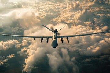 A large airplane flying through a cloudy sky