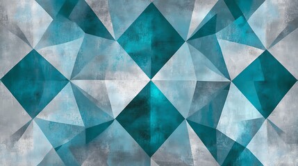 Contemporary geometric pattern in teal and gray