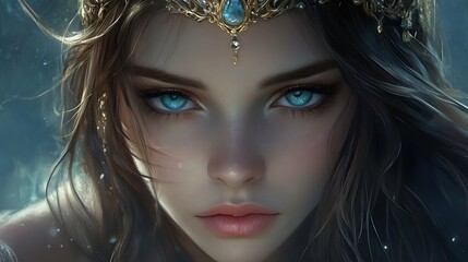 Beautiful young woman with a crown