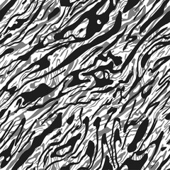 Seamless animal skin pattern. Black and white stripes texture. Zebra skin.