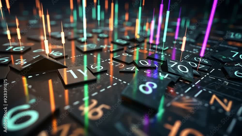 Poster A computer screen with a lot of numbers and symbols