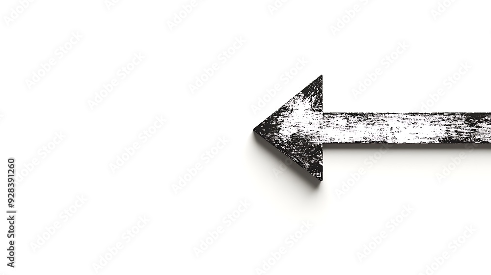 Poster arrow with a dashed line pointing to the right on a white background