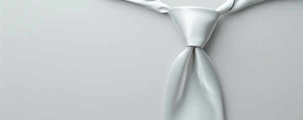 White silk tie on white background, 4K hyperrealistic photo
