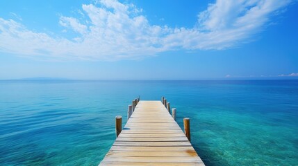 A sea view with blue waters and a jetty leading out into the ocean