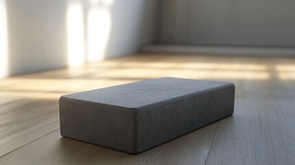 Gray Yoga Block on Wooden Floor