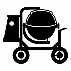 Cement mixer Black silhouette