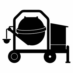 Cement mixer Black silhouette