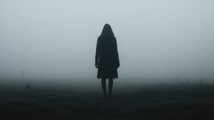 Person in Foggy Field