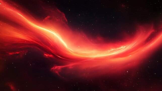 Black background, with a vibrant red aurora swirling across it