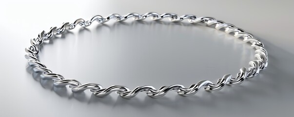 Fototapeta premium Shiny silver necklace on white background, 4K hyperrealistic photo