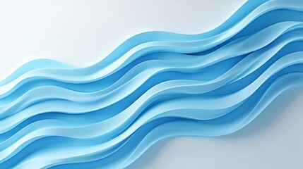 Elegant blue wave pattern on a simple white surface. Premium wave background for banners, generative ai