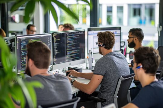 Group of business people and software developers working as a team in office, Generative AI