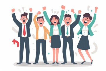 Obraz premium illustration depicting a group of business people celebrating the success. Editable stroke, Generative AI