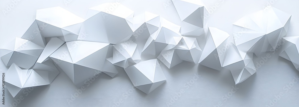 Poster 23. floating, interwoven geometric prisms creating a sophisticated 3d pattern against a pristine whi
