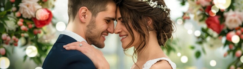 Romantic Couple in Love on Their Wedding Day