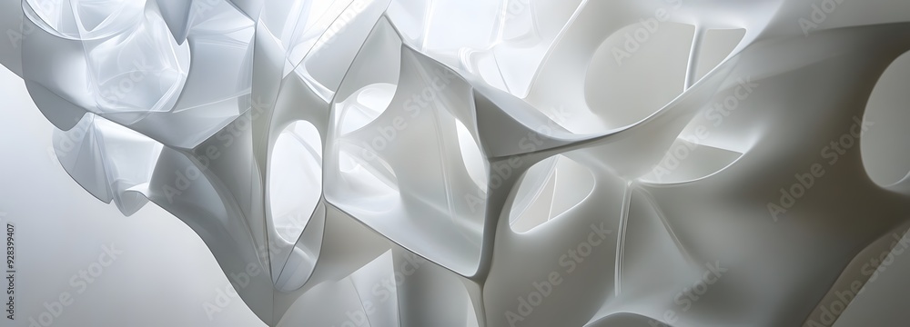 Poster 25. futuristic 3d wall art featuring translucent geometric forms and sleek surfaces creating an intr