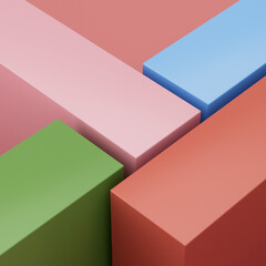 Abstract Pastel Geometric Shapes Rectangular Blocks Ideal For Backgrounds And Podium 3D Illustration