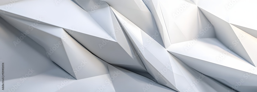 Poster 6. abstract 3d wall art showcasing layered triangular prisms and smooth curves in a pristine white s