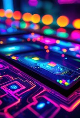 vibrant showcase colorful cryptocurrencies bright displays eye catching designs dynamic visual elements, digital, visuals, technology, innovation, market
