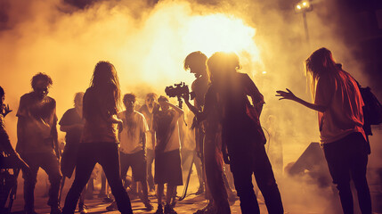 Fototapeta premium crowd at the filming set