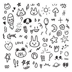 Doodle hand drawn cartoon with line for element and illustration