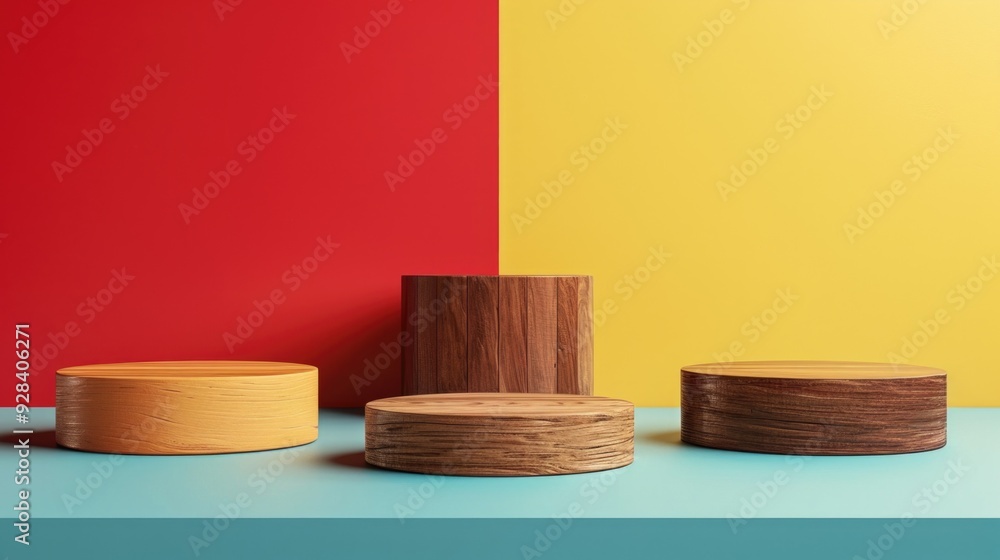 Poster three wooden containers placed on a flat surface for storing and organizing items