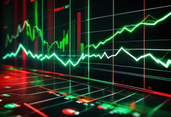 Naklejka premium vibrant stock market charts featuring engaging data visuals enhanced financial analysis insightful trends, dynamics, economy, finance, forecasts, graphics